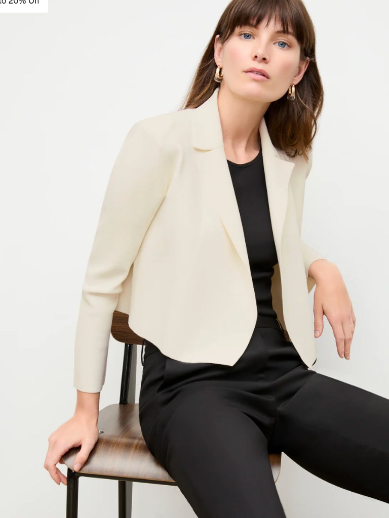 Jolie Lapel Jardigan Cardigan / Blazer By M.M.Lafleur In Ivory Size Xl